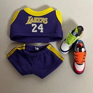 La Lakers 24 Jersey Sneakers 3 Piece Outfit For Labubu Sneaker Shoes Purple